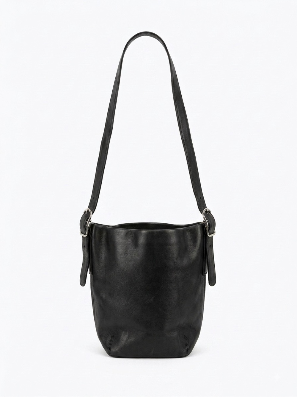 Vintage Coach Black Leather Soho Bucket Bag Crossbody 9186 Silver